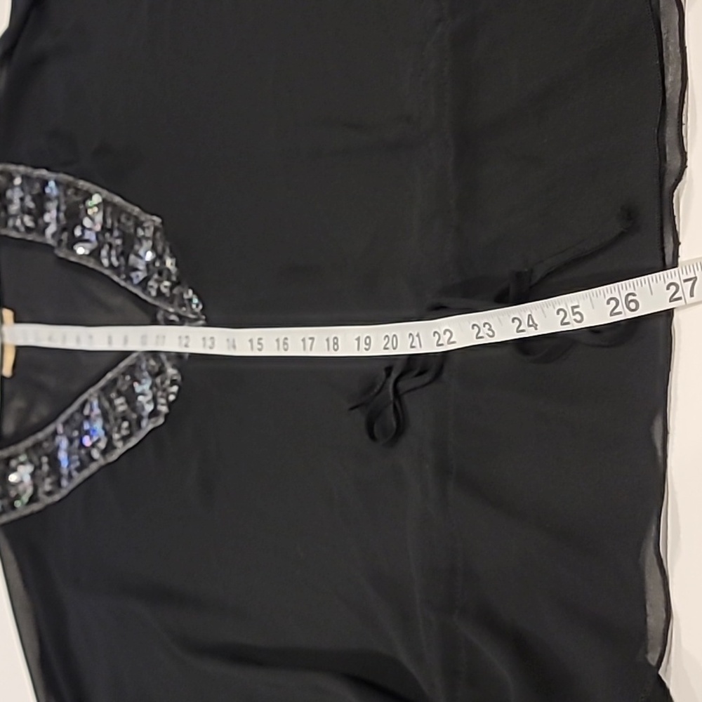 Collections by Tall Girl Sheer Embellished V Neck Evening Top Black 1X - Picture 9 of 9